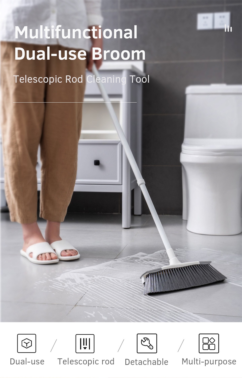 Multifunctional Dual-use Broom 2-in-1 Bathroom Sweeper-1